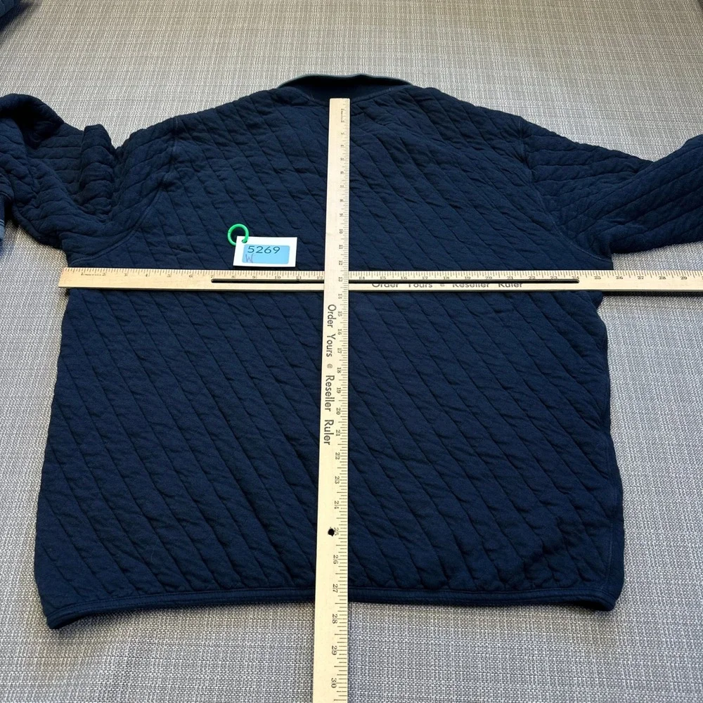 Wellen Quilted Quarter‎ Zip Pullover Mens XL Navy Blue Organic Outdoors *